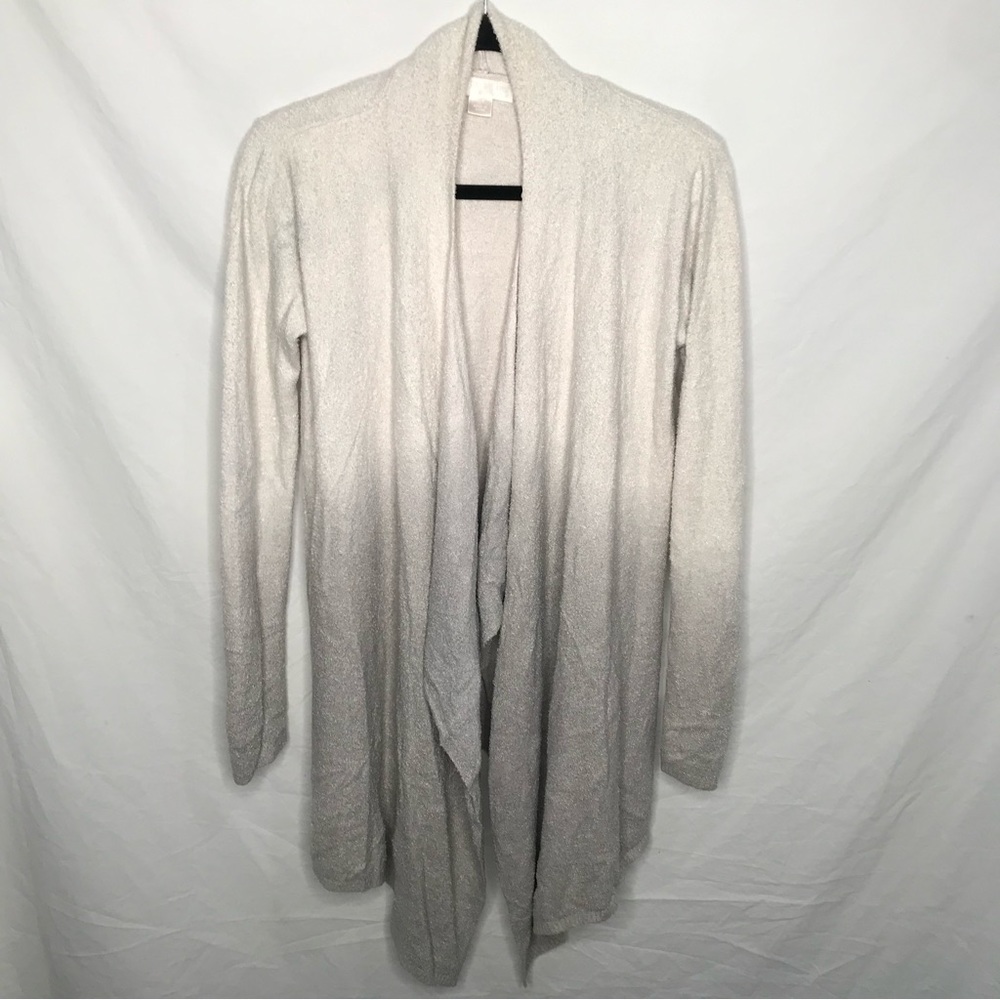 Barefoot Dreams Calypso Cardigan Cozy Chic Lite Pearl/Pewter Ombre S/M READ